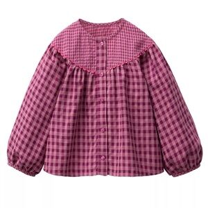 Zara Pink Gingham Button-Down Top with Oversized Yoke, 3T